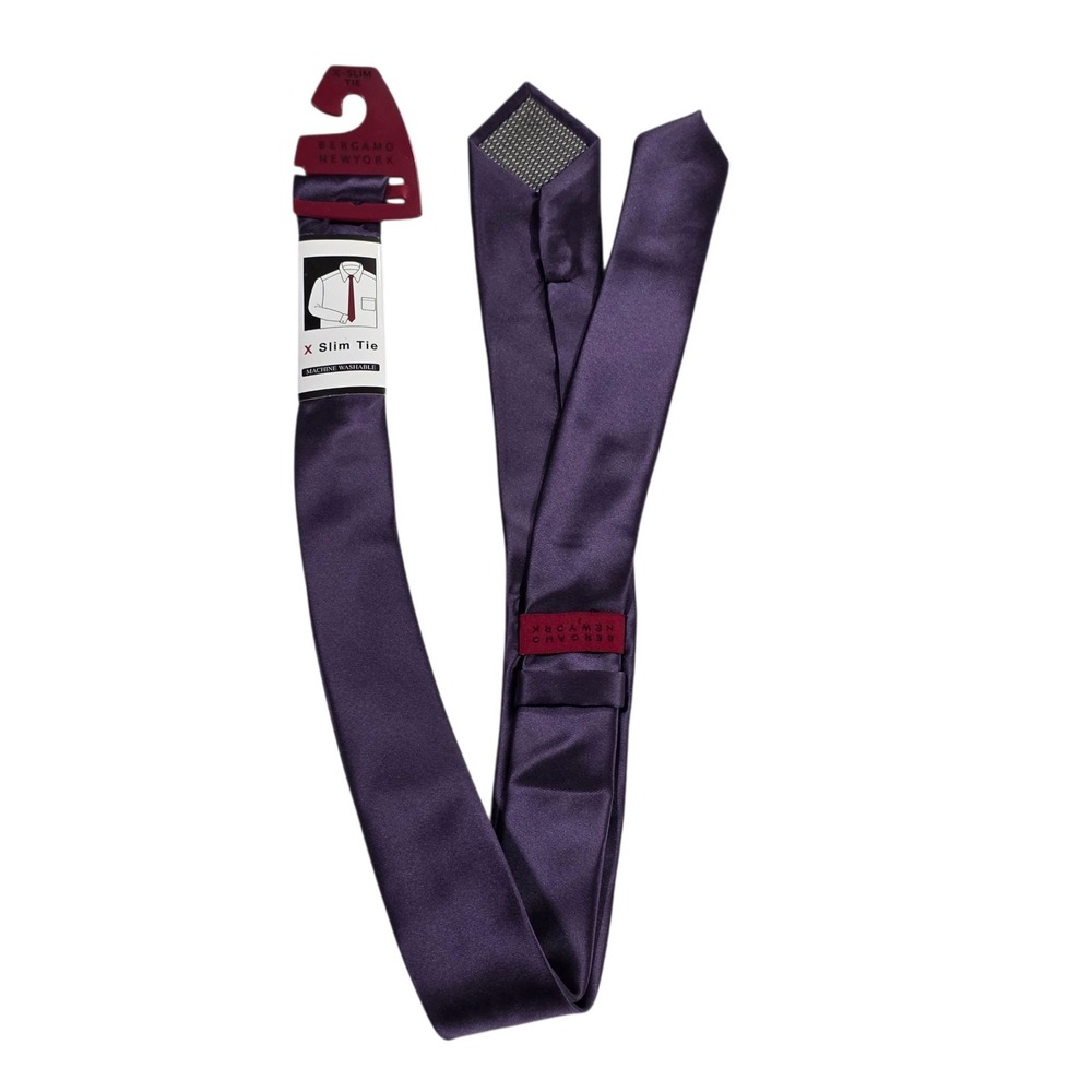 New Bergamo New York X Slim Tie Purple‎ 100% Polyester Machine Washable